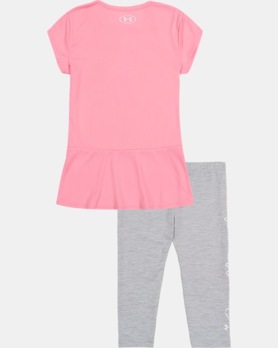 Girls' Infant UA Heart Logo Flounce T-Shirt & Leggings Set, Pink, pdpMainDesktop image number 1